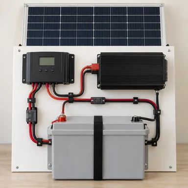 Exemplo didático de componentes de um sistema OFF GRID